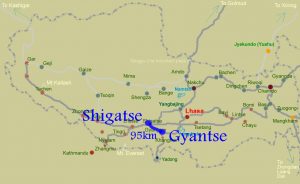 Tibet- map Shigatse Gyantse